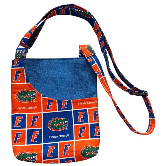 Custom Handmade Handbags - Florida Gators Custom Crossbody Bag Cotton Orange Blue Slot Pockets Magnet Close